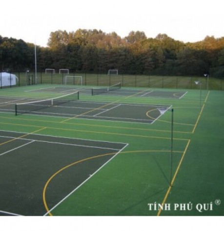 Sơn sàn thể thao - pickleball với 2 lớp sơn cao su PU chống nứt TOPSPORTS trên nền nhựa